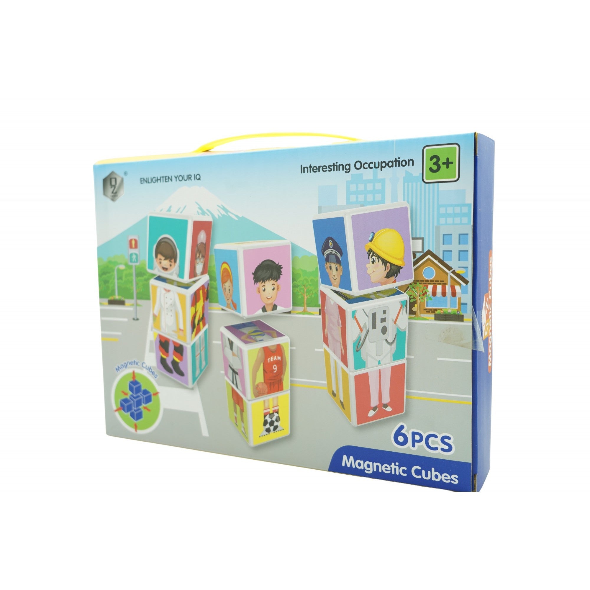 Set inteligent de cuburi magnetice pentru copii, 6 piese, cutie depozitare, puzzle joburi, +3 ani, multicolor-0