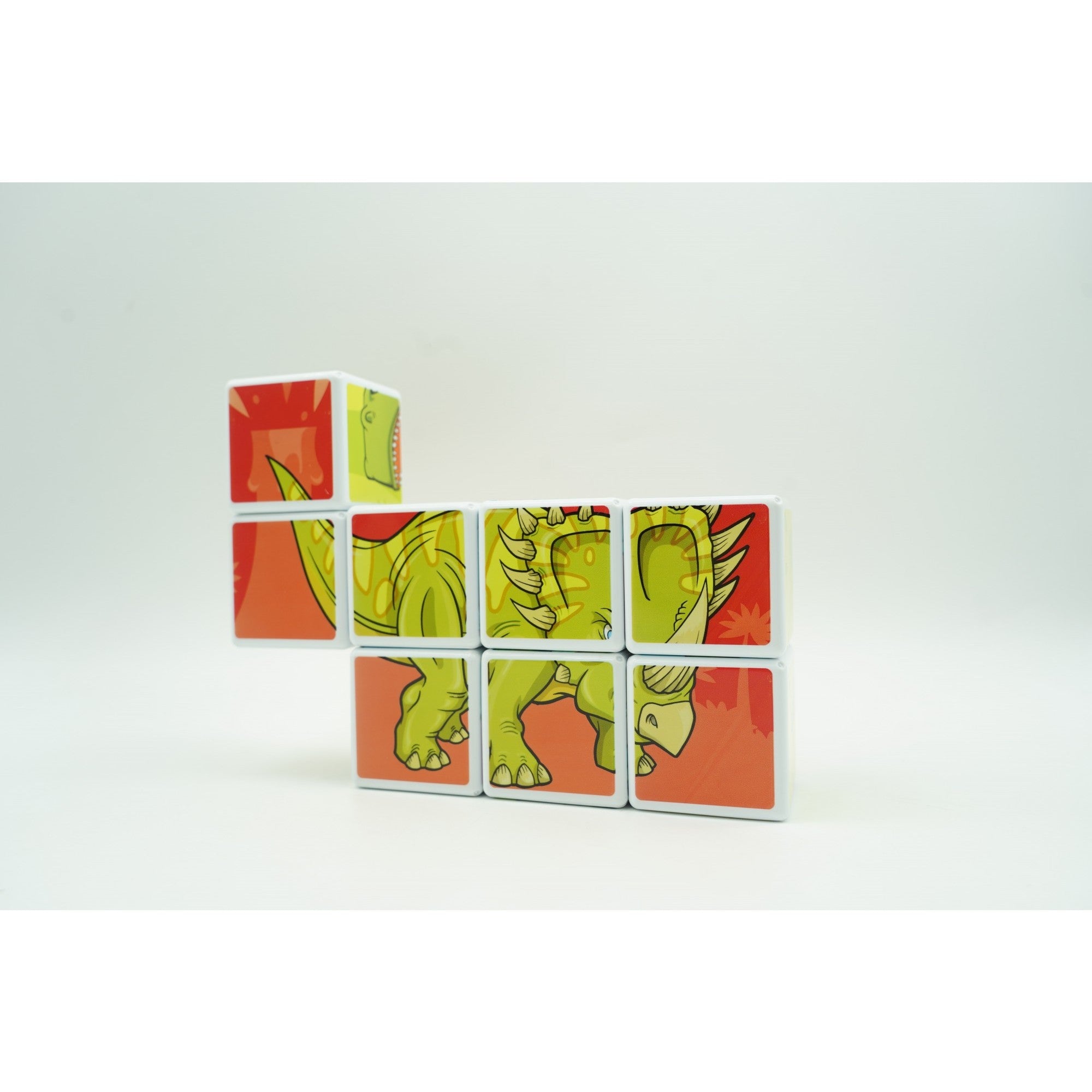 Set inteligent de cuburi magnetice pentru copii, 8 piese, cutie depozitare, puzzle dinozauri, +3 ani, multicolor-5