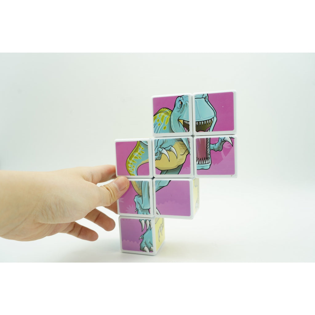 Set inteligent de cuburi magnetice pentru copii, 8 piese, cutie depozitare, puzzle dinozauri, +3 ani, multicolor-6