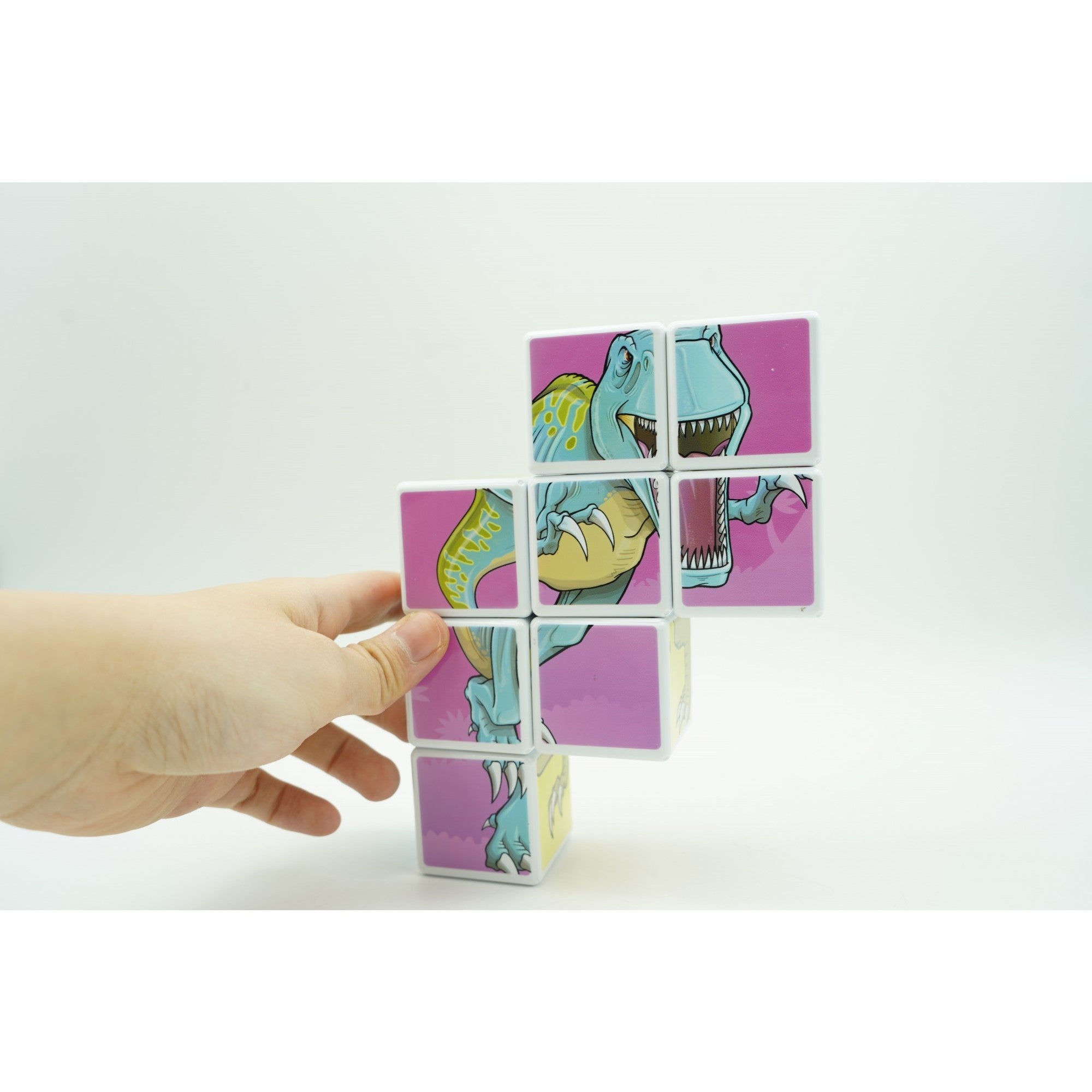Set inteligent de cuburi magnetice pentru copii, 8 piese, cutie depozitare, puzzle dinozauri, +3 ani, multicolor-6