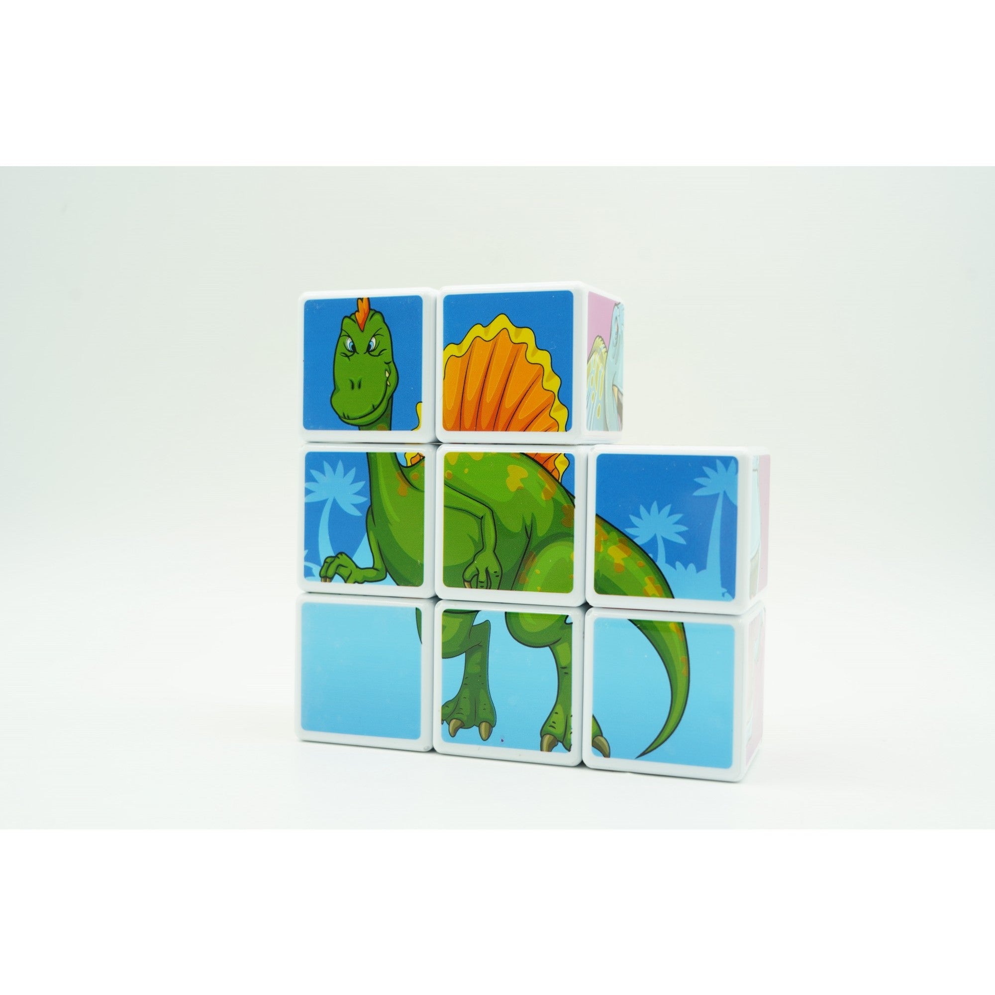 Set inteligent de cuburi magnetice pentru copii, 8 piese, cutie depozitare, puzzle dinozauri, +3 ani, multicolor-9