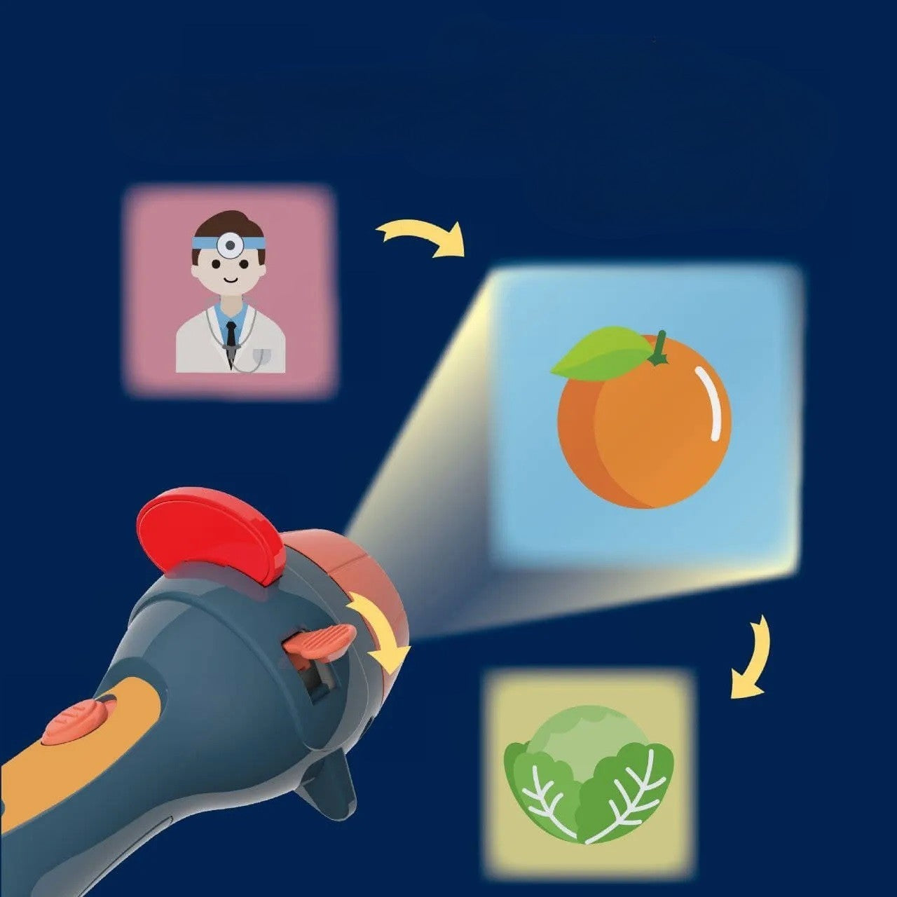 Set Jucarie Educativa, Flippy, Proiector Tip Lanterna Pentru Copii, 6 Teme, 48 de Imagini, Cutie Depozitare, +3 ani, Albastru-5