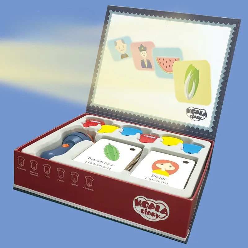 Set Jucarie Educativa, Flippy, Proiector Tip Lanterna Pentru Copii, 6 Teme, 48 de Imagini, Cutie Depozitare, +3 ani, Albastru-9