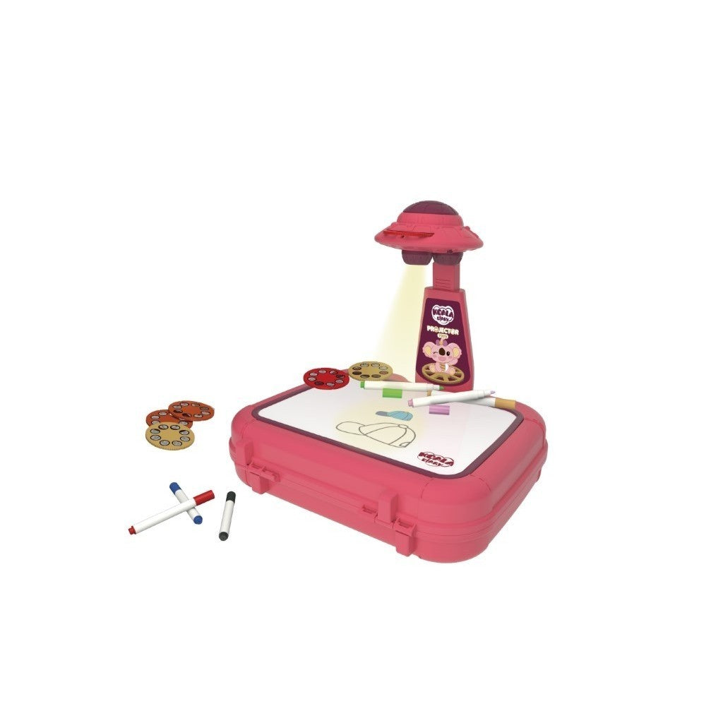 Set jucarie educativa proiector cu masa pentru desen, 48 de imagini, 6 discuri de proiectare, creioane colorate, cutie depozitare, +3 ani, Rosu, Resigilat-3