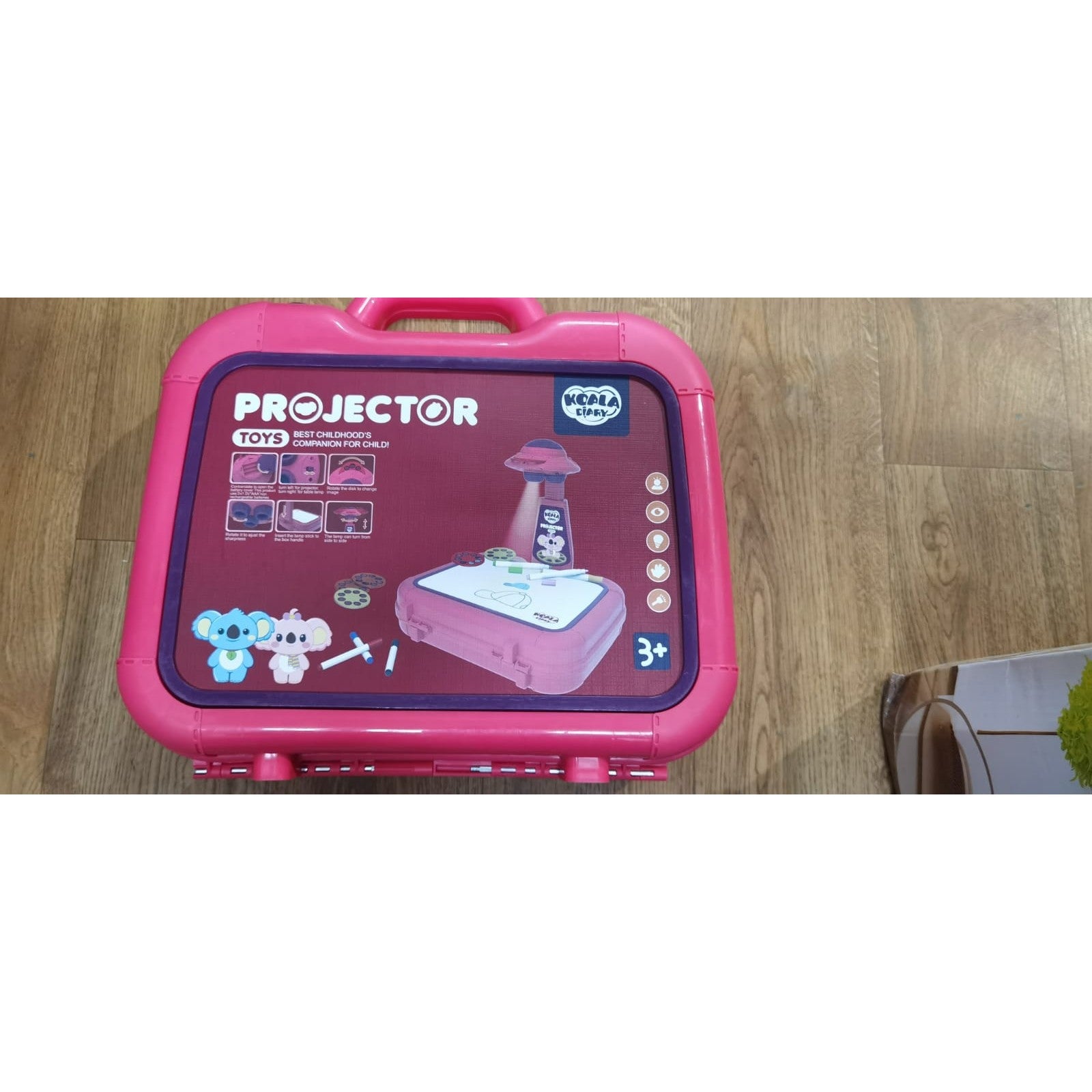 Set jucarie educativa proiector cu masa pentru desen, 48 de imagini, 6 discuri de proiectare, creioane colorate, cutie depozitare, +3 ani, Rosu, Resigilat-5