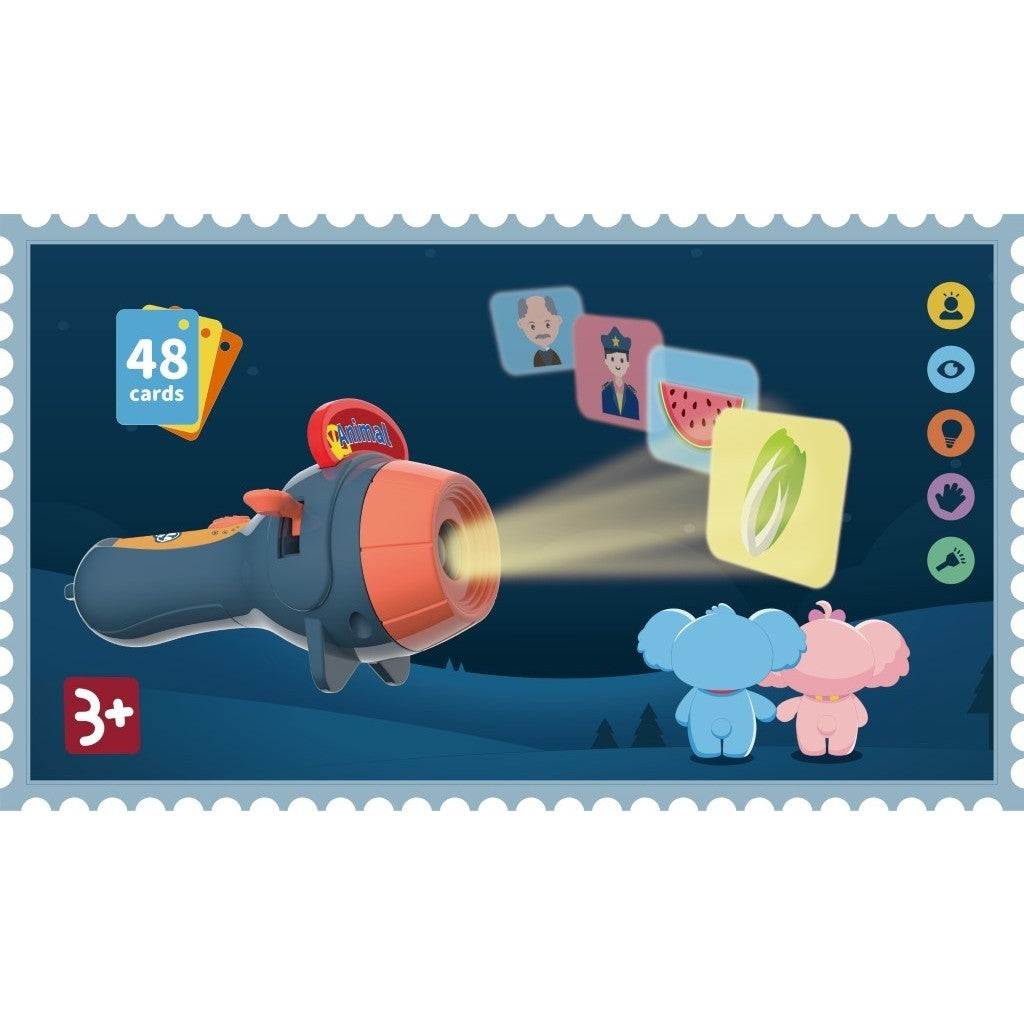 Set Jucarie Educativa, Flippy, Proiector Tip Lanterna Pentru Copii, 6 Teme, 48 de Imagini, Cutie Depozitare, +3 ani, Albastru-4