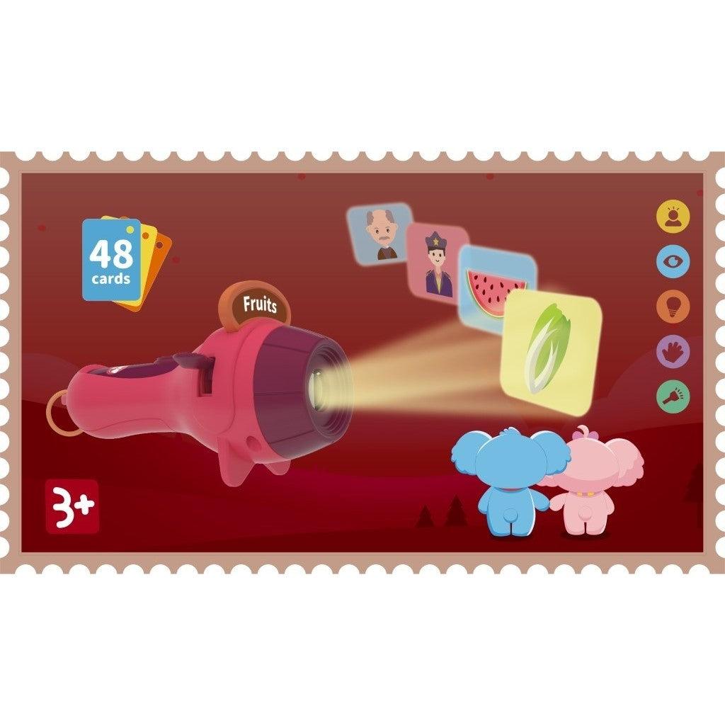 Set Jucarie Educativa, Flippy, Proiector Tip Lanterna Pentru Copii, 6 Teme, 48 de Imagini, Cutie Depozitare, +3 ani, Rosu-2