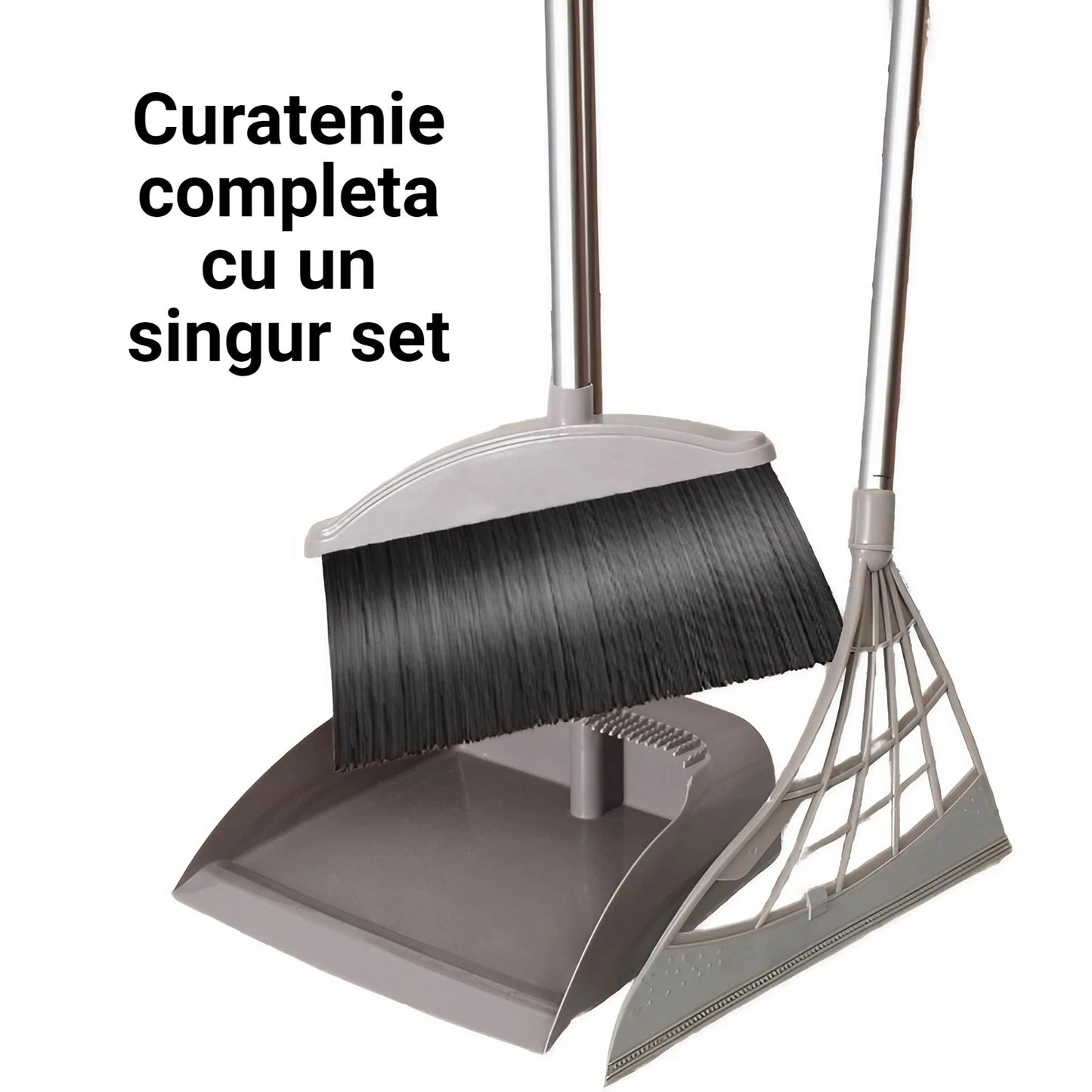 Set matura, faras cu coada si matura silicon, Flippy, Pentru uz casnic, Plastic/Otel, Gri, 90 x 72 x 100 cm-5