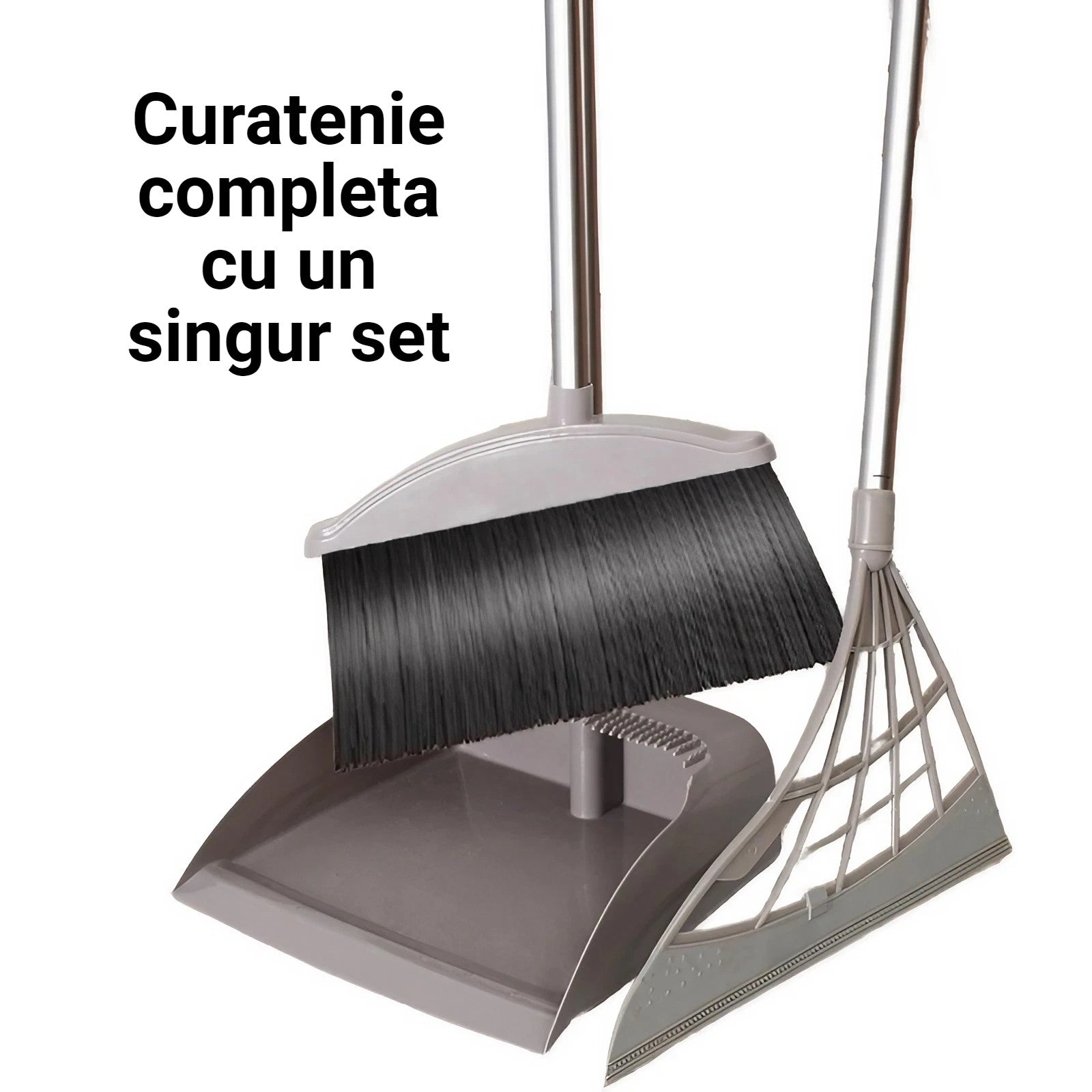 Set matura, faras cu coada si matura silicon, Flippy, Pentru uz casnic, Plastic/Otel, Gri, 90 x 72 x 100 cm-5