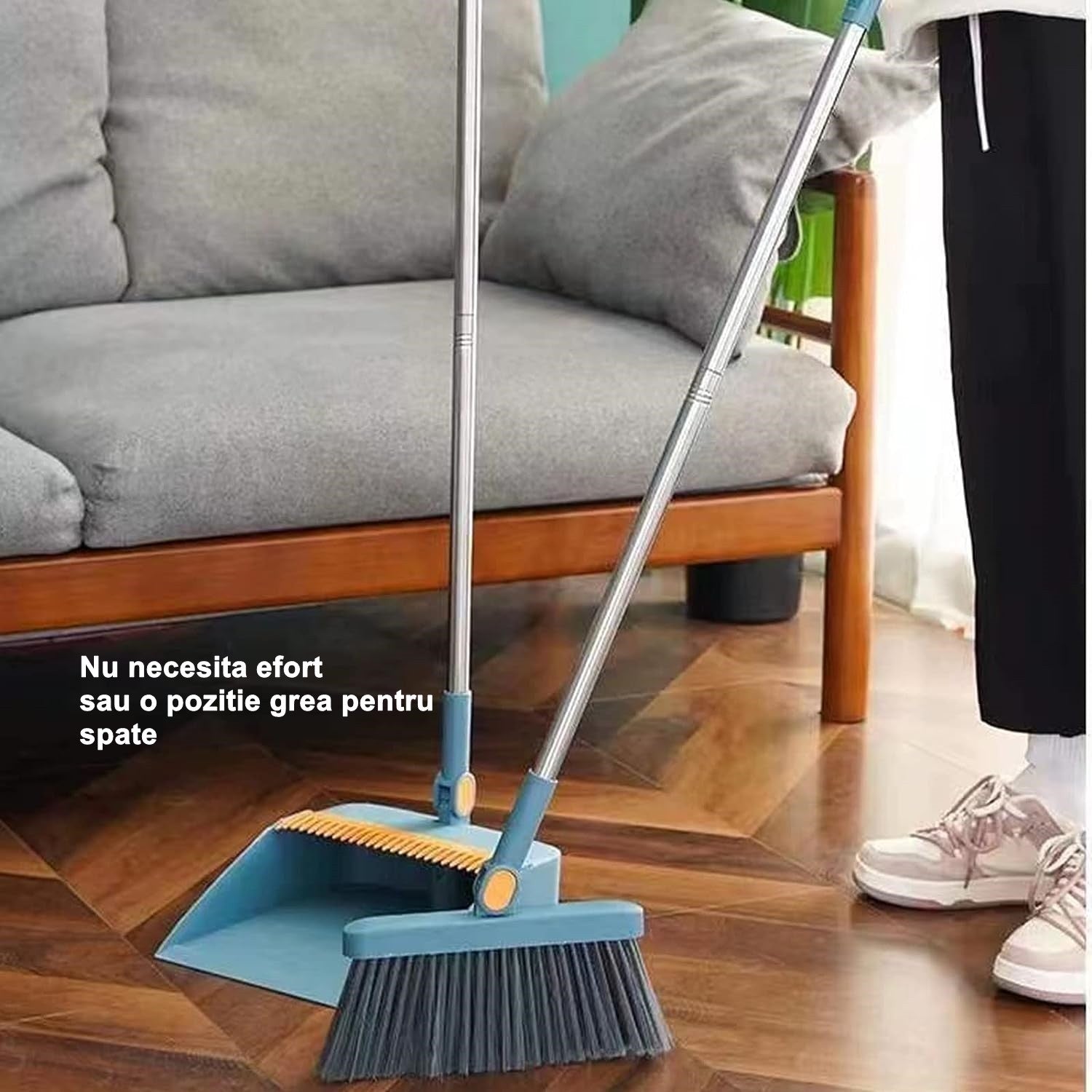 Set Matura si Faras cu Coada Flippy, cu Dinti de Pieptene pentru Curatare Matura, rotativ, pliabil, detasabil, Otel inoxidabil si Polipropilena, albastru-2