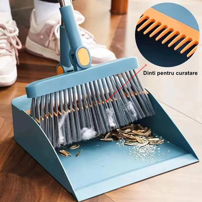 Set Matura si Faras cu Coada Flippy, cu Dinti de Pieptene pentru Curatare Matura, rotativ, pliabil, detasabil, Otel inoxidabil si Polipropilena, albastru-3