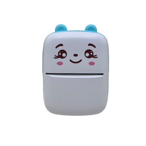 Set Mini Imprimanta Foto Portabila, Flippy, Include: 1x Set de Markere, 5x Role de Hartie Termica, 5x Role Hartie Adeziva, Incarcare USB, Bluetooth, Print Alb-Negru, Model Ursulet, Alb/Albastru-0