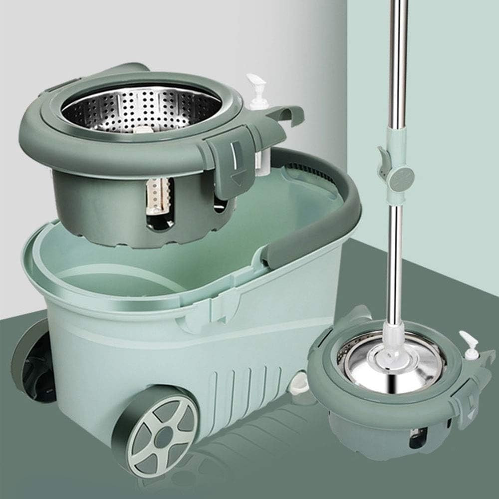 Set mop rotativ cu galeata Flippy, material plastic si microfibra, o rezerva inclusa, rezistent, cu dop scurgere, vas detasabil, orificiu pentru solutie, pentru interior, capacitate 8 l, verde-5