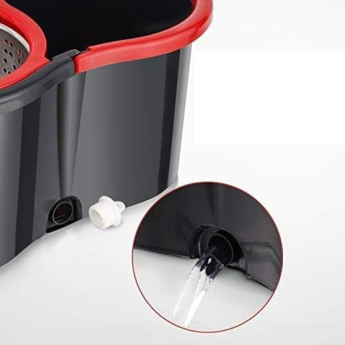 Set mop rotativ cu galeata Flippy, material plastic si microfibra, rezistent, cu dop scurgere, vas detasabil, pentru interior, capacitate 8 l, negru/rosu-1