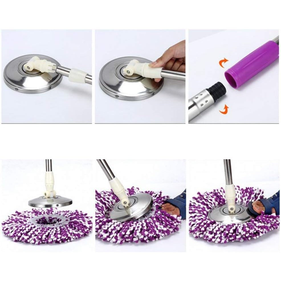 Set mop rotativ cu galeata Flippy, material plastic si microfibra, rezistent, cu dop scurgere, vas detasabil, pentru interior, capacitate 8 l, negru/rosu-2