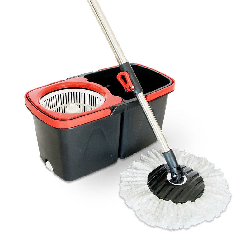 Set mop rotativ cu galeata Flippy, material plastic si microfibra, rezistent, cu dop scurgere, vas detasabil, pentru interior, capacitate 8 l, negru/rosu-4