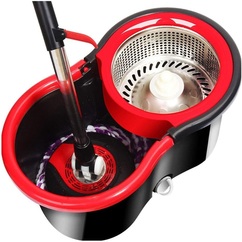 Set mop rotativ cu galeata Flippy, material plastic si microfibra, rezistent, cu dop scurgere, vas detasabil, pentru interior, capacitate 8 l, negru/rosu-6