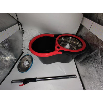 Set mop rotativ cu galeata Flippy, material plastic si microfibra, rezistent, cu dop scurgere, vas detasabil, pentru interior, capacitate 8 l, negru/rosu-7