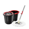 Set mop rotativ cu galeata Flippy, material plastic si microfibra, rezistent, cu dop scurgere, vas detasabil, pentru interior, capacitate 8 l, negru/rosu-0