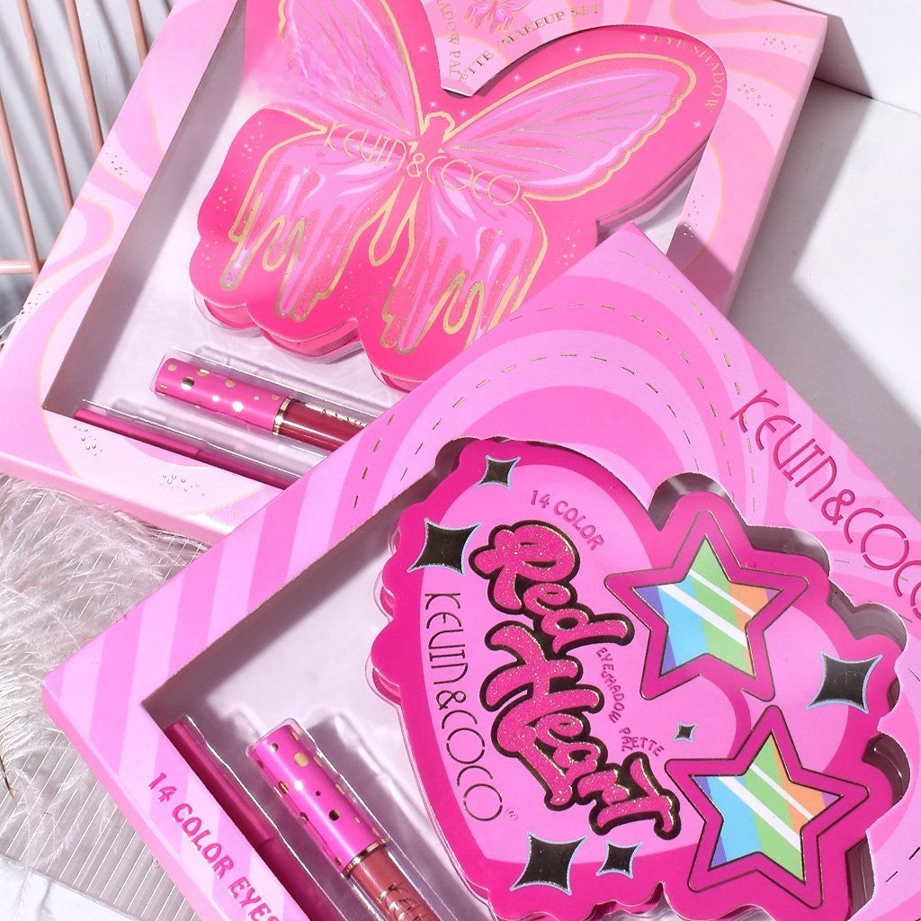 Set Paleta de machiaj cu 14 farduri de pleoape Kevin&Coco, Red Heart Eyeshadow Palette, 21 x 20.5 x 2.2cm-1