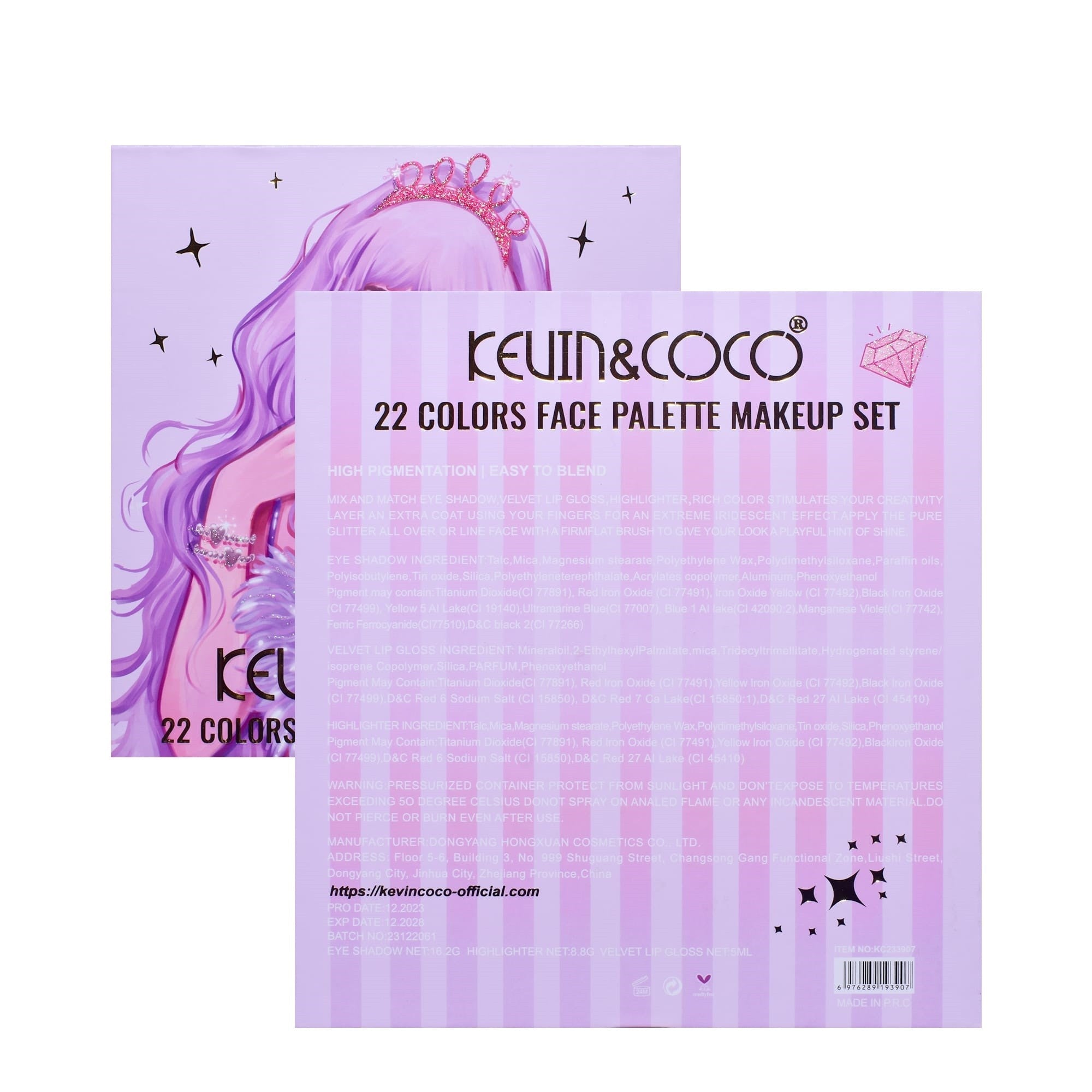 Set 4 Produse de Machiaj, KEVIN &amp; COCO, Vanilla Queen, 22 culori, 19.7 x 21.2 x 2.5 cm-6
