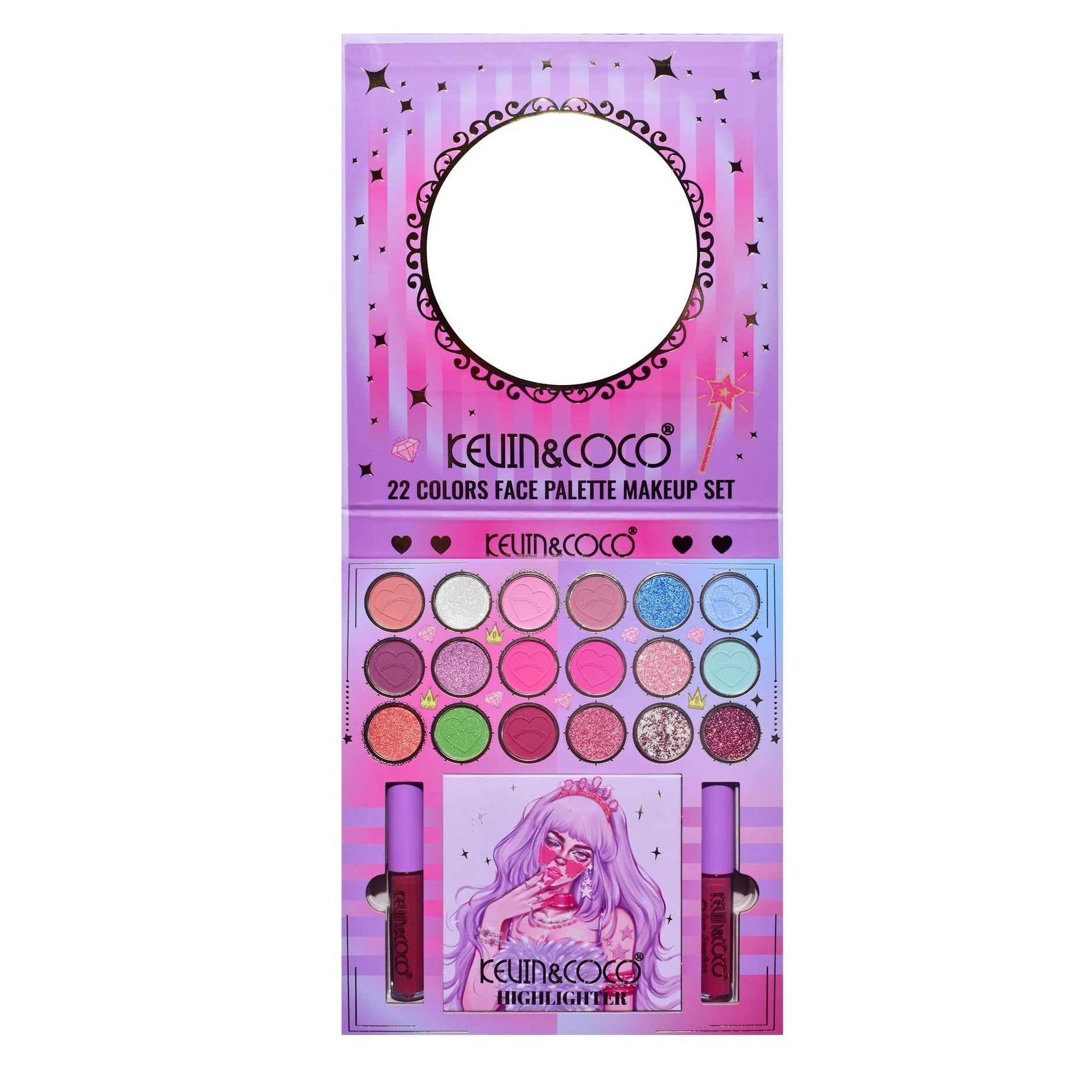 Set 4 Produse de Machiaj, KEVIN &amp; COCO, Vanilla Queen, 22 culori, 19.7 x 21.2 x 2.5 cm-9