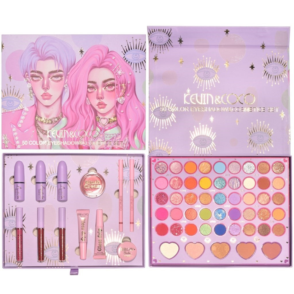 Set 13 Produse de Machiaj, KEVIN & COCO, Moonlight, 50 culori, 29 x 23 cm-6
