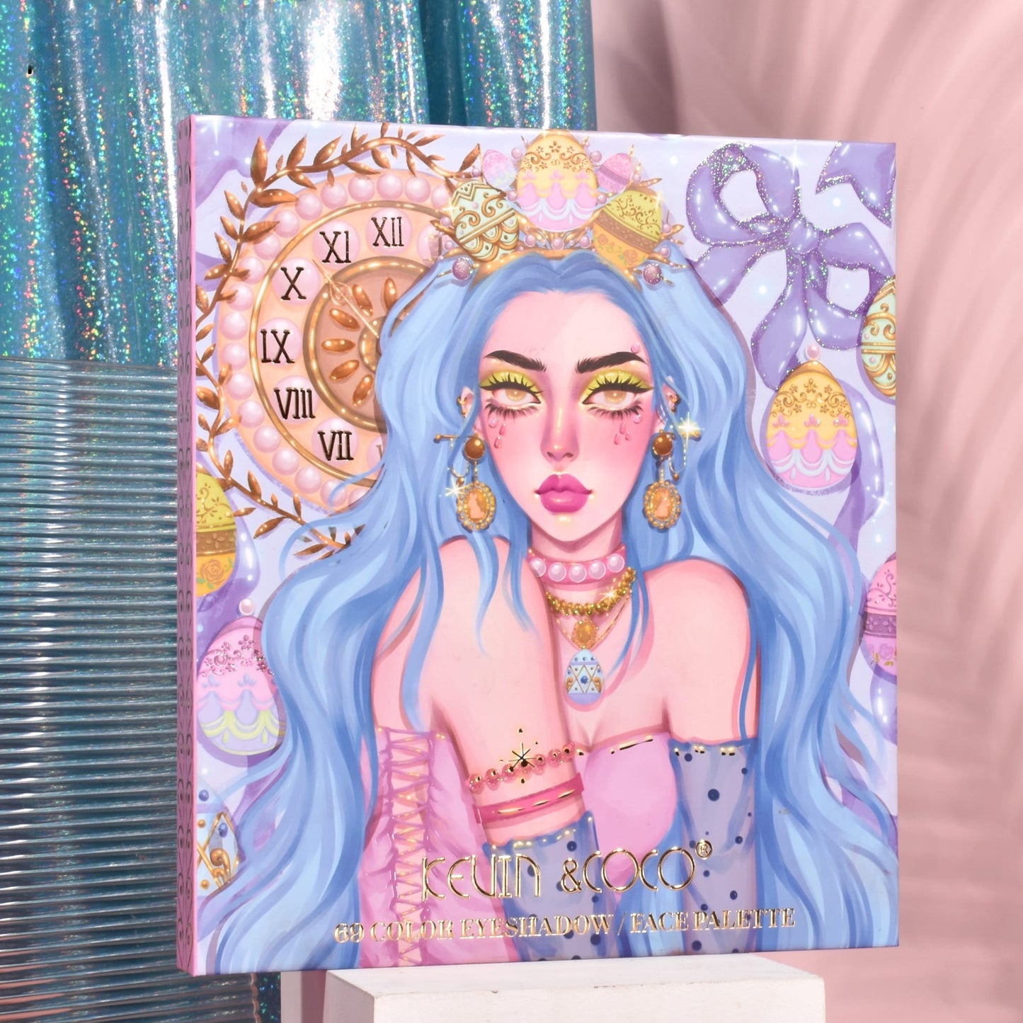 Trusa de Machiaj, KEVIN & COCO, Easter Style Blue, 69 culori, 20 x 22.5 cm-1