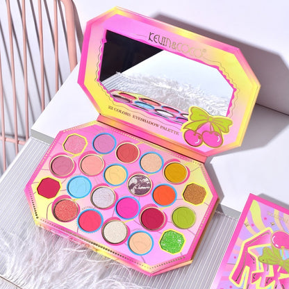 Paleta de Machiaj, KEVIN & COCO, Pink Cherry, Fard de Pleoape, 22 culori, 19 x 13.7 x 1.3 cm-3