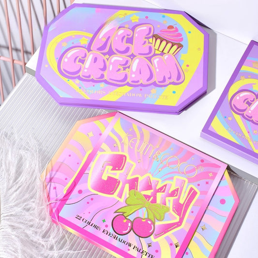 Paleta de Machiaj, KEVIN & COCO, Violet Ice Cream, Fard de Pleoape, 22 culori, 19 x 13.7 x 1.3 cm-1