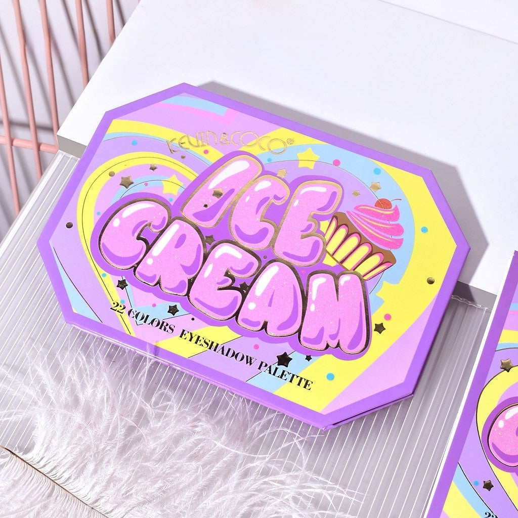 Paleta de Machiaj, KEVIN & COCO, Violet Ice Cream, Fard de Pleoape, 22 culori, 19 x 13.7 x 1.3 cm-2
