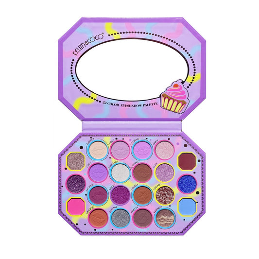 Paleta de Machiaj, KEVIN & COCO, Violet Ice Cream, Fard de Pleoape, 22 culori, 19 x 13.7 x 1.3 cm-0