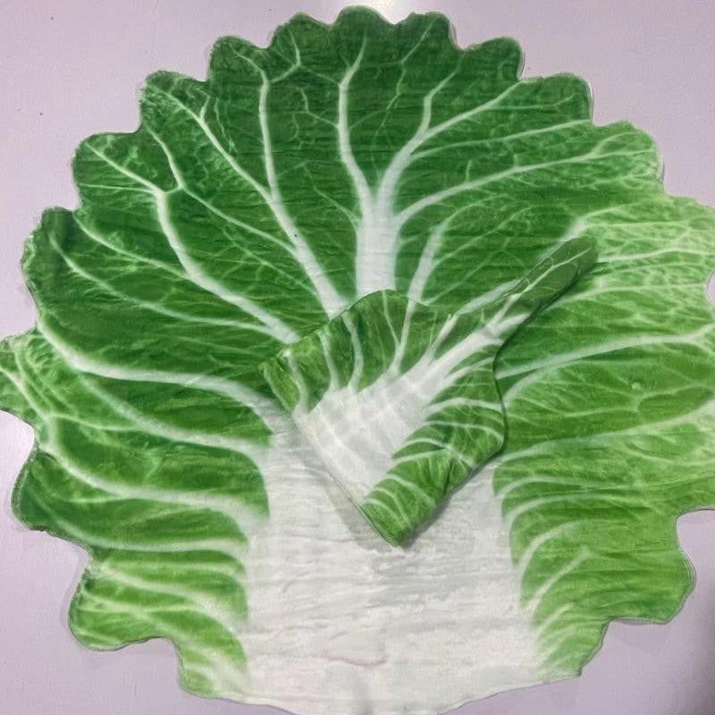 Set patura flanel si caciula Flippy, forma frunza de salata, pentru nou-nascuti, material poliester, 85 cm, verde-3