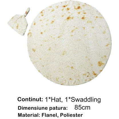 Set patura flanel si caciula Flippy, forma lipie, pentru nou-nascuti, material poliester, 85 cm, crem-6