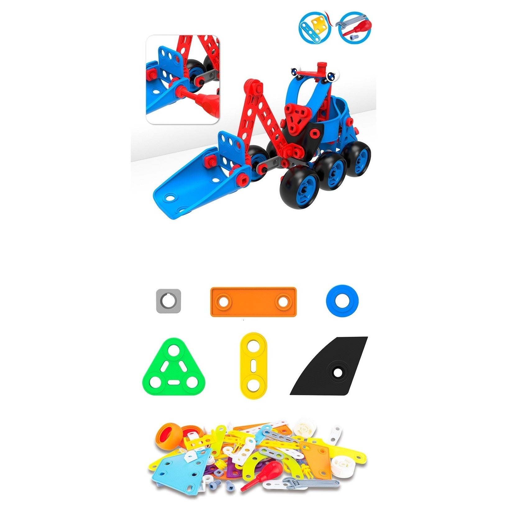 Set pentru construit masini, Flippy, Educativ si creativ, 134 piese-0