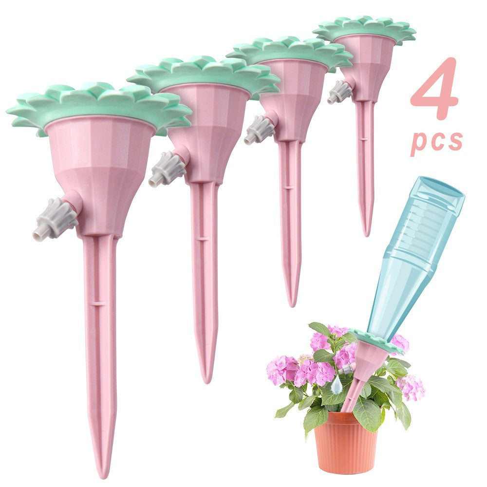 Set picuratoare cu valva pentru irigare Flippy, design floare, viteza reglabila, fixare prin infigere, practic, 16.8 x 9 cm, roz-9