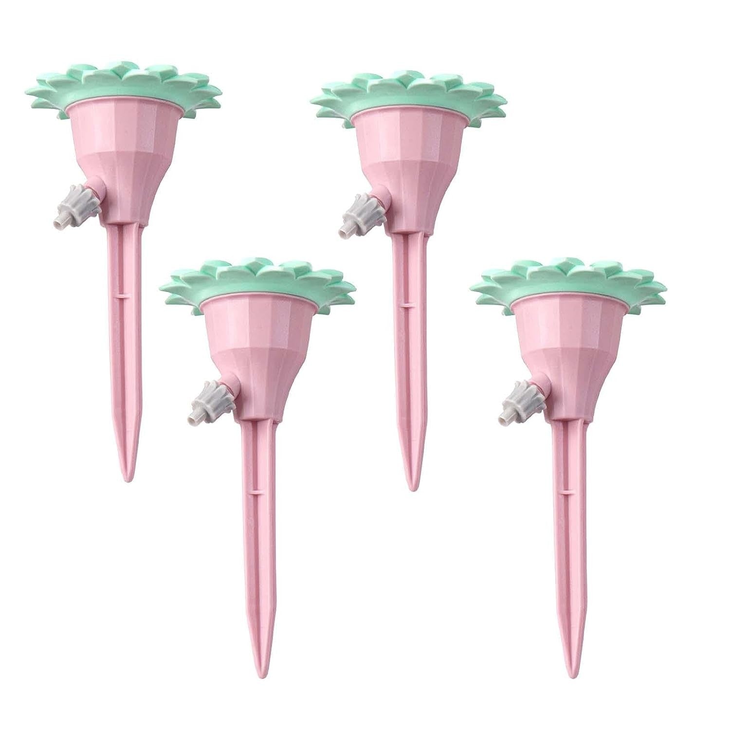 Set picuratoare cu valva pentru irigare Flippy, design floare, viteza reglabila, fixare prin infigere, practic, 16.8 x 9 cm, roz-0