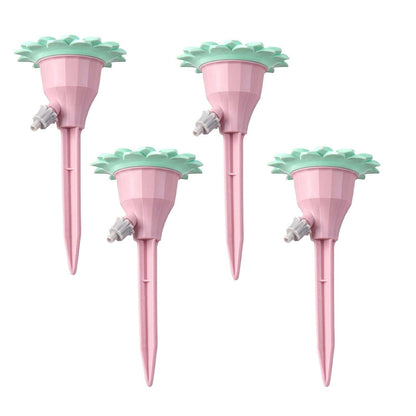 Set picuratoare cu valva pentru irigare Flippy, design floare, viteza reglabila, fixare prin infigere, practic, 16.8 x 9 cm, roz-0