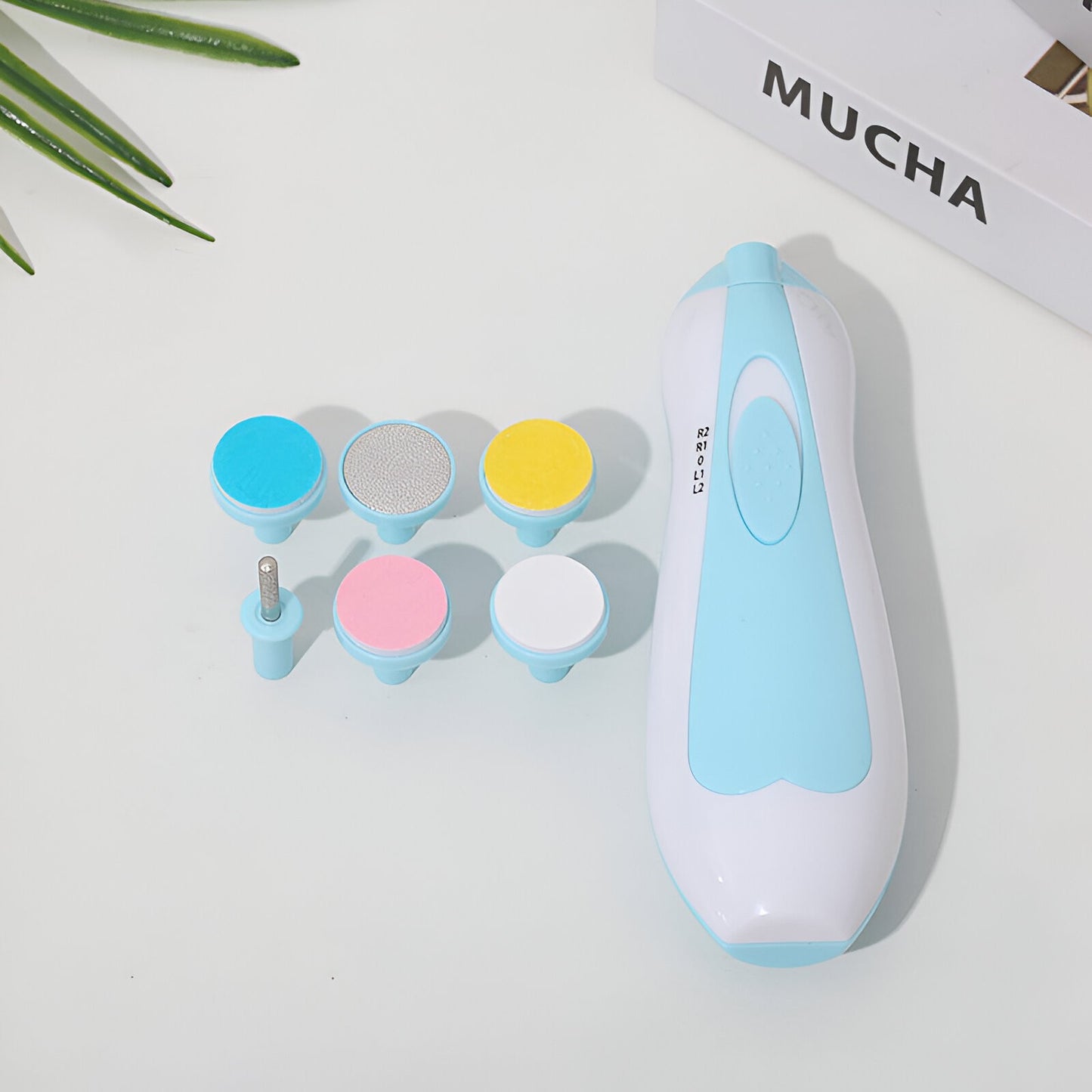 Set Pila Electrica pentru Copii si Bebelusi, Flippy, ABS, 6 Accesorii, cu Lumina LED, Albastru Alb-11