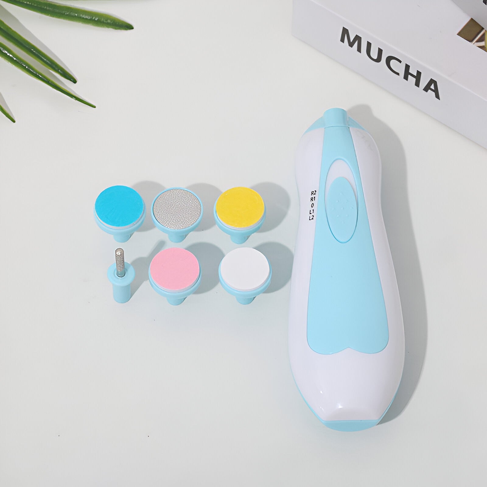 Set Pila Electrica pentru Copii si Bebelusi, Flippy, ABS, 6 Accesorii, cu Lumina LED, Albastru Alb-11