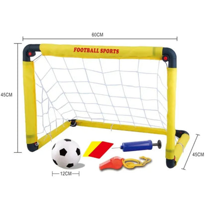 Set Poarta de Fotbal pentru Copii, Flippy, 45x60 cm, Minge, Cartonase, Pompa, Fluier, Interactiv, Distractiv, Galben-2