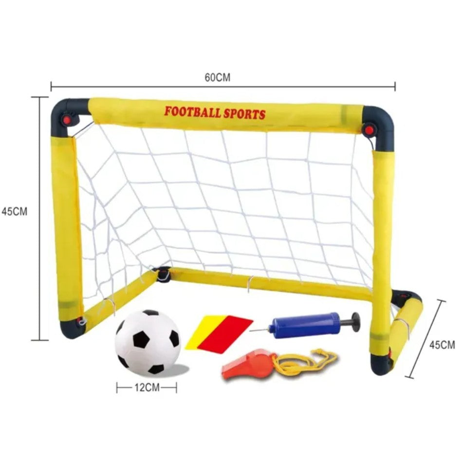 Set Poarta de Fotbal pentru Copii, Flippy, 45x60 cm, Minge, Cartonase, Pompa, Fluier, Interactiv, Distractiv, Galben-2
