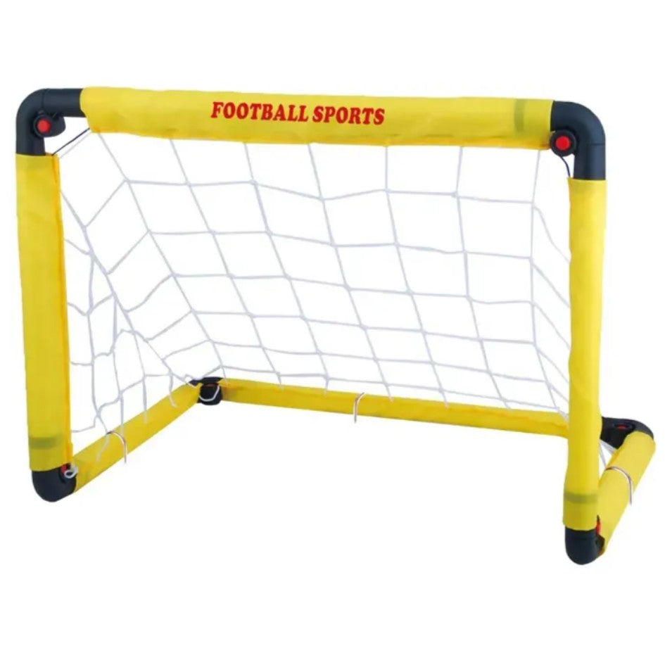 Set Poarta de Fotbal pentru Copii, Flippy, 80x120 cm, Minge, Cartonase, Pompa, Fluier, Interactiv, Distractiv, Galben-3