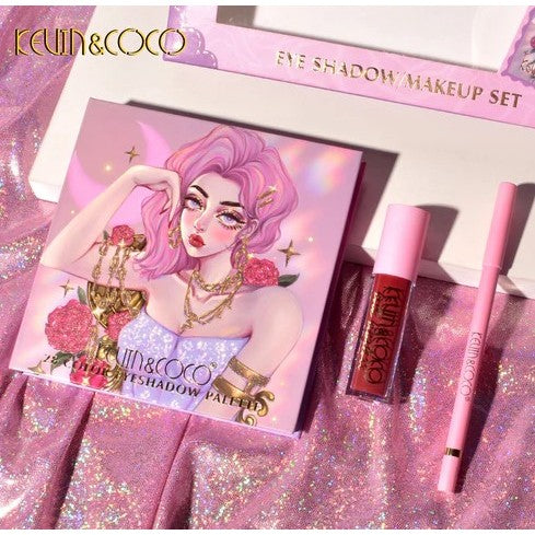Set Produse de Machiaj, Kevin & Coco, 28 Culori, Fard de Ochi, Ruj, Pensula si Creion-3