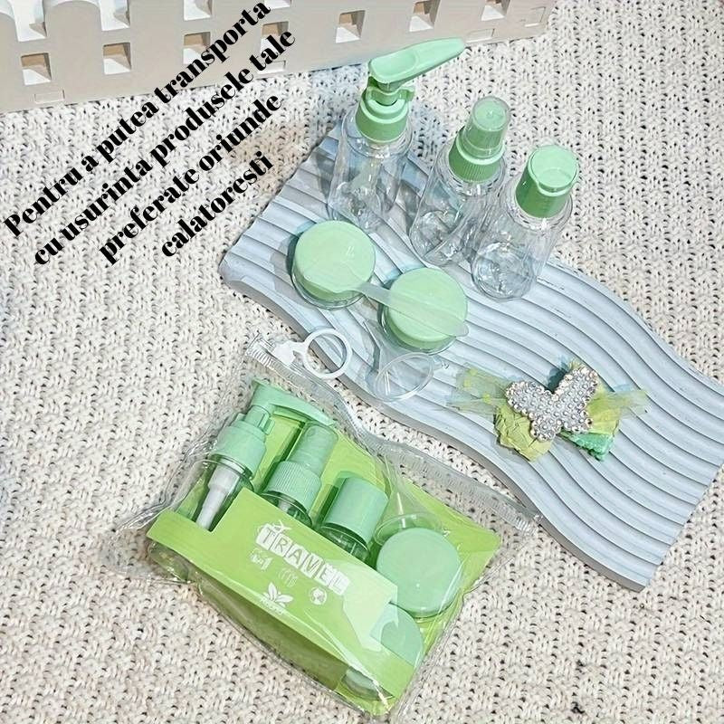 Set Recipiente pentru Cosmetice, Flippy, 5 Piese, cu Gentuta, pentru Calatorii, Reutilizabile, Verde, Material Plastic, 40 ml, 10g-2