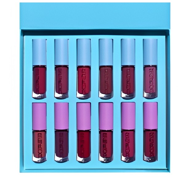 Set Rujuri de Buze, KEVIN & COCO, 12 Culori, 17x14.8x2.9 cm, Diferite Nuante, LipGloss, Albastru-1