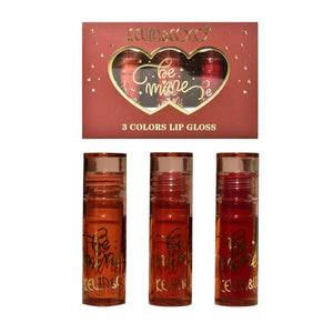Set Rujuri de Buze Lucioase, KEVIN &amp; COCO, Be Mine 3 Culori, Lip-Gloss, 11 x 7.3 x 2.7cm, Roz-Rosu, Varianta B-0