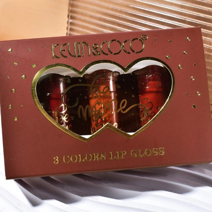 Set Rujuri de Buze Mate, KEVIN &amp; COCO, Be Mine 3 Culori, Lip-Gloss, 11 x 7.3 x 2.7cm, Roz, Varianta A-5