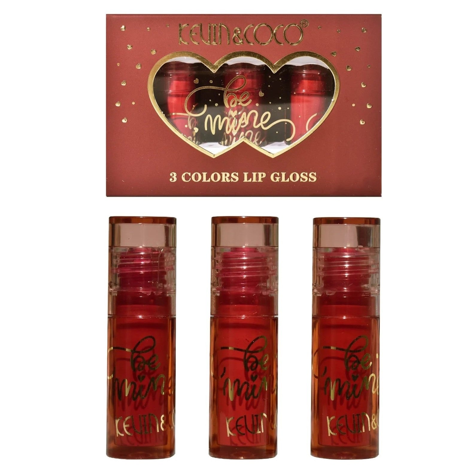 Set Rujuri de Buze Mate, KEVIN &amp; COCO, Be Mine 3 Culori, Lip-Gloss, 11 x 7.3 x 2.7cm, Roz, Varianta A-0