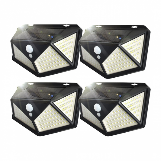 SET DE 4 LAMPA SOLARA DE PERETE CU SENZOR DE LUMINA SI MISCARE 100 LED,REZISTENT LA APA,CU 4 MODURI DE FUNCTIONARE